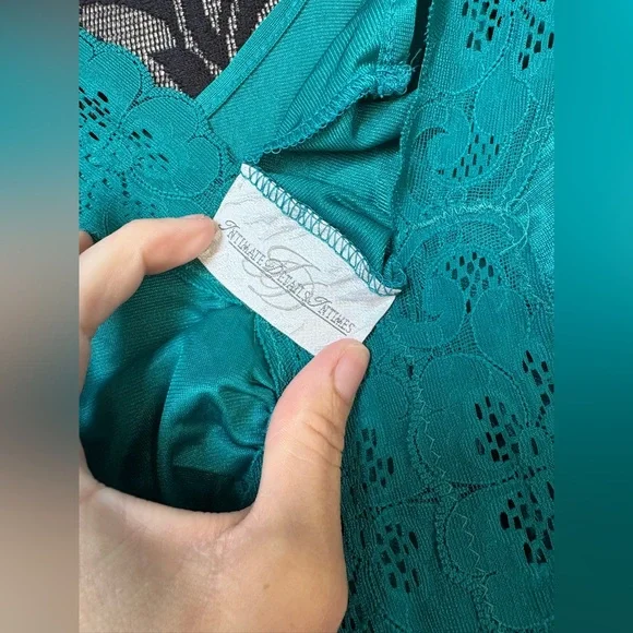 Vintage Intimate Details Turquoise Lace Maxi Slip Dress! - Picture 8 of 11